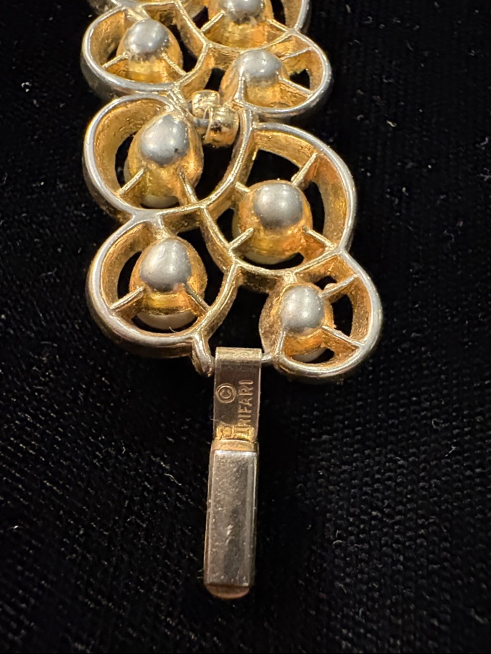 Trifari Gold-Tone Bracelet with Ivory Pearls - Picture 3 of 7